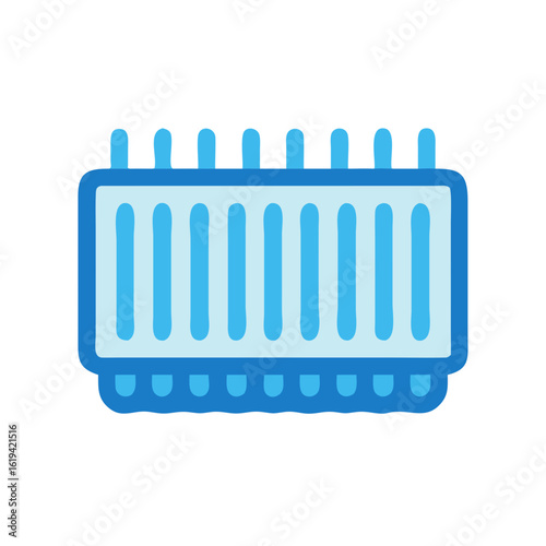 Blue cooling radiator with fins for electronic components system