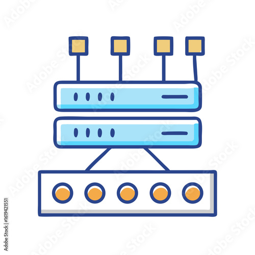 Stylized server stack visualization on black background for technology concepts