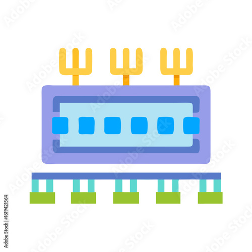 Colorful flat design vector icon of a processor chip
