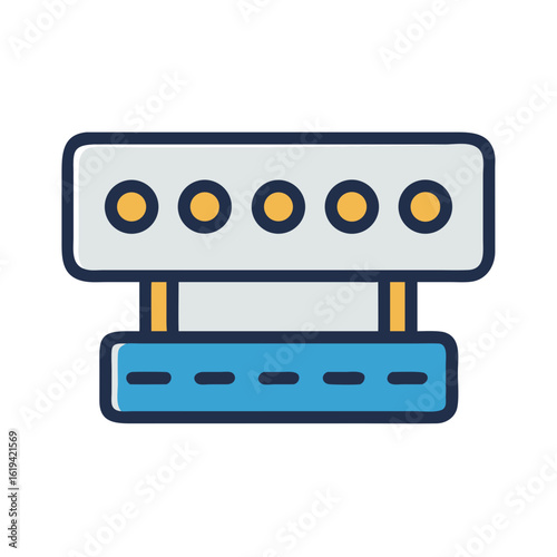 Stylized flat design icon of a server rack computer