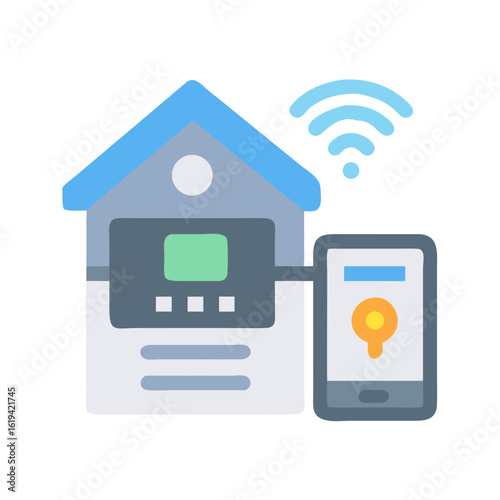 Smart home automation system controlled via smartphone illustration