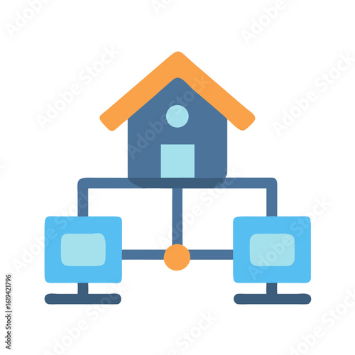 Networked home icon representing smart technology and automation