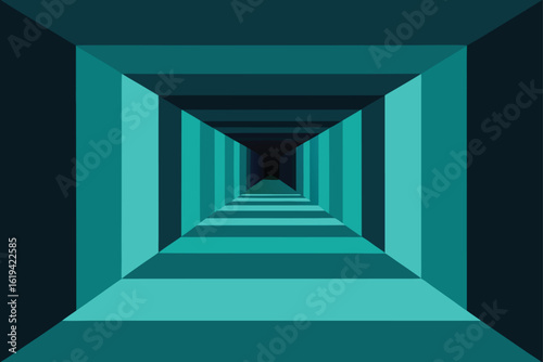 Pyramid Tunnel with Glowing Pink Exit