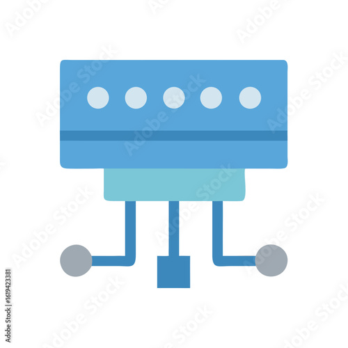 Stylized vector graphic of server rack network infrastructure concept