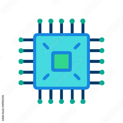 Illustrated microchip icon graphic element on a black background