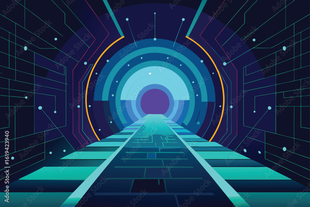 Naklejka premium Sci-Fi Tunnel Entrance Vector Art