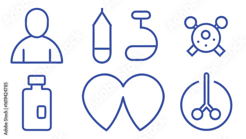 Health checkup icon set. Contains such icons as hospital, doctor, nurse, stethoscope, instruments, research, organs, tests, viruses, lung, liver, brain, eye, hearing, kidneys, stomach and more
