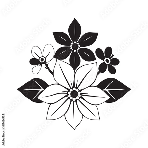 Elegant monochrome flower arrangement for decorative design compositions and creative projects