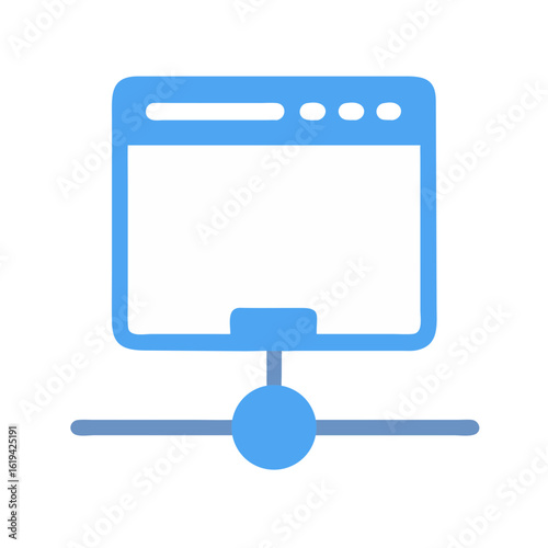 Simple blue network icon with server and node connection