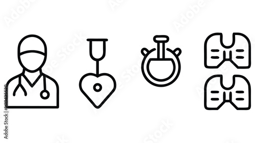 Health checkup icon set. Contains such icons as hospital, doctor, nurse, stethoscope, instruments, research, organs, tests, viruses, lung, liver, brain, eye, hearing, kidneys, stomach and more
