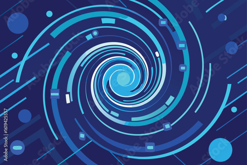Swirling Blue Cyber Tunnel