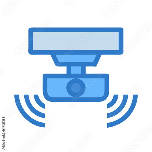 Smart sensor with detection waves in front, isolated graphic