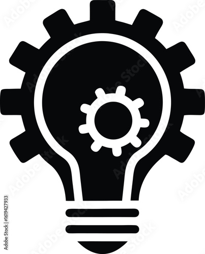 Light Bulb Gear Ideas Innovation Icon Transparent background