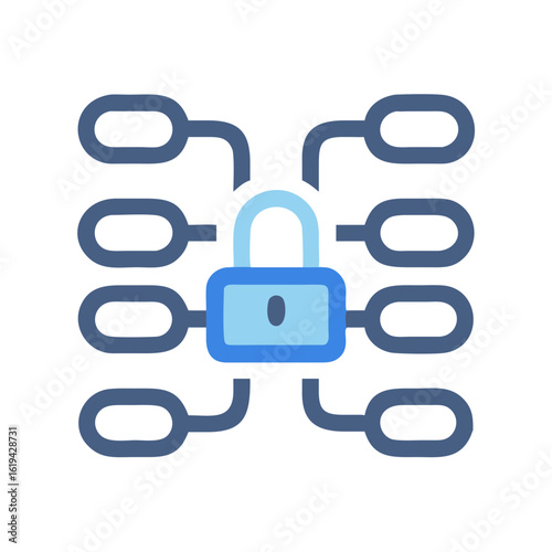 Connected padlock represents security of networked data systems