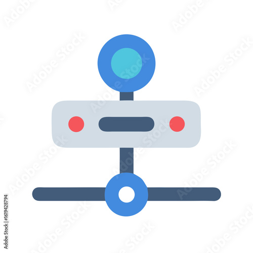 Flat icon of network hub representing server connections