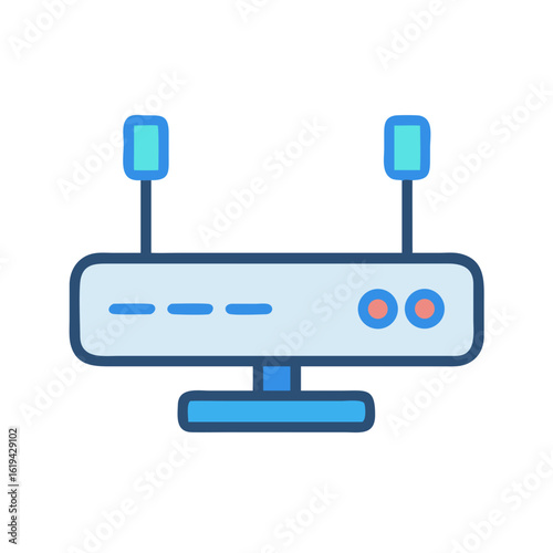 Stylized wifi router icon with antennae and light indicators
