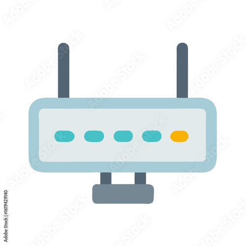 Modern router device with network connection and wireless access