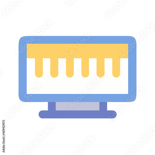 Minimalist computer monitor icon with liquid spilling concept design