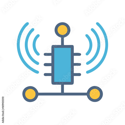 Stylized wireless network router concept in simple vector art