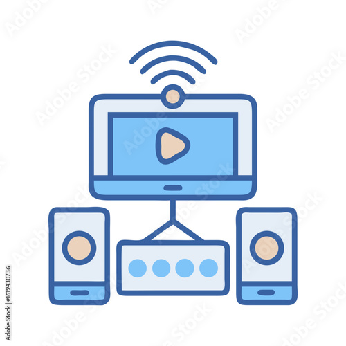 Modern home media center system setup illustration on black