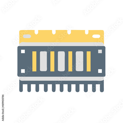 Isolated Computer Memory Chip on Black Background Design