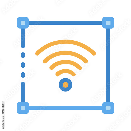 Blue wifi icon inside a square frame vector illustration
