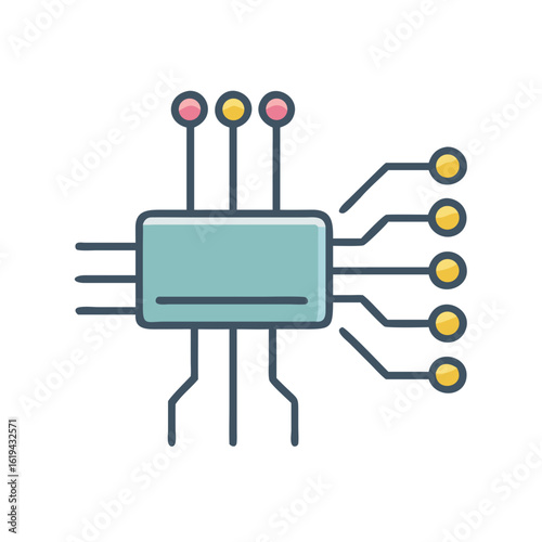 Simple light blue and dark blue circuit board icon design