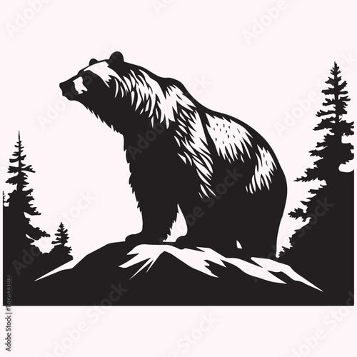 Bear Mountain Double Exposure Silhouette Icon