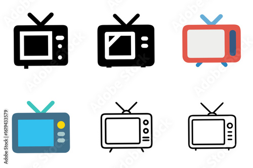 TV Icon Set – Television, Media & Entertainment Symbols Collection