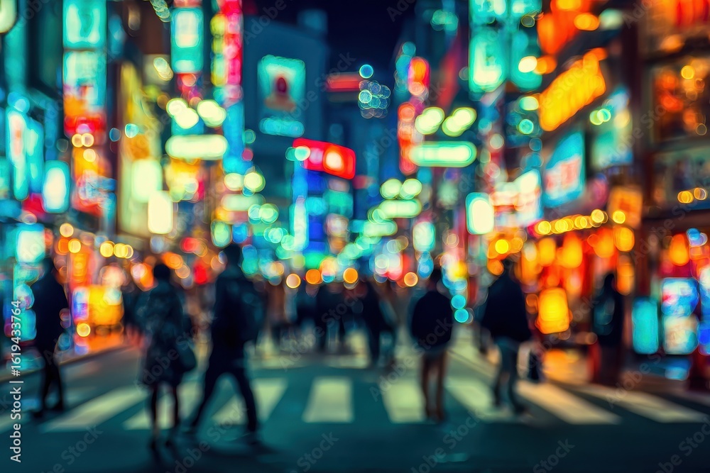 custom made wallpaper toronto digitalBlurry night street scene in a bustling city, vibrant lights