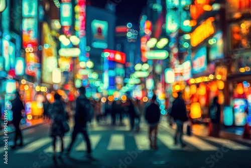 Wallpaper Mural Blurry night street scene in a bustling city, vibrant lights Torontodigital.ca