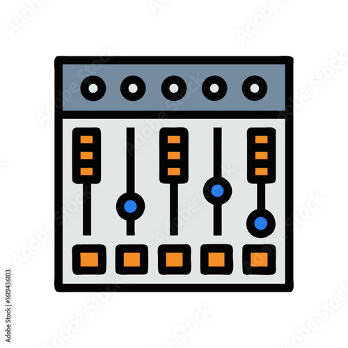 Simple audio mixer equalizer illustration with black background