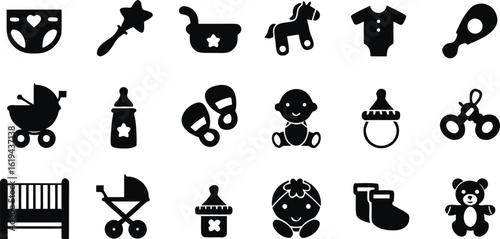 set of vector silhouettes of toys