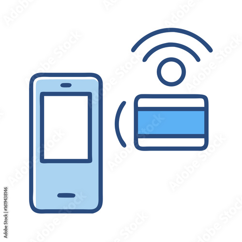 Contactless payment with smartphone and credit card concept design