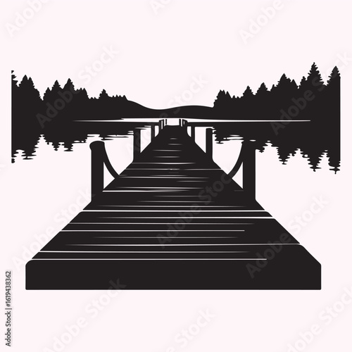 Pier at Black Lake Silhouette Icon