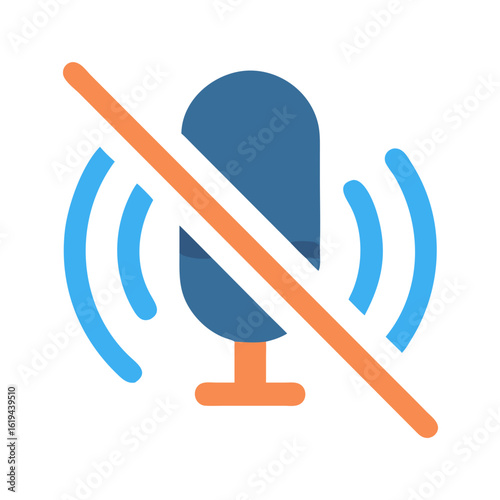 Muted microphone icon on black background graphic illustration