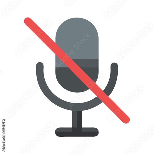 Muted microphone icon with a red line across it