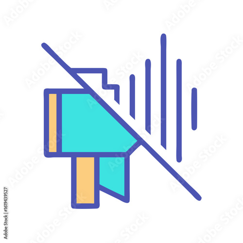Vibrant mute symbol icon on black background design element