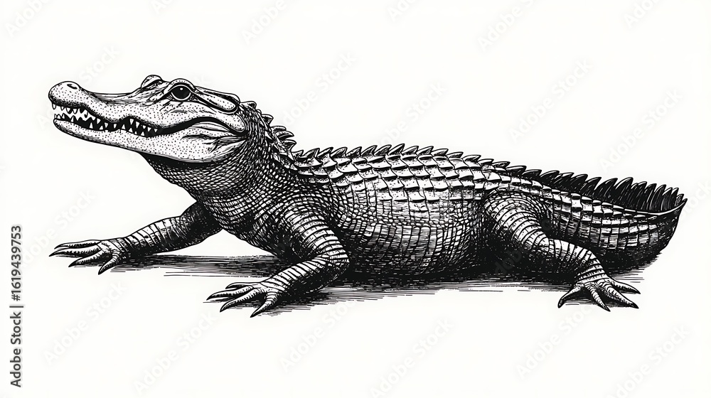 Fototapeta premium Detailed illustration of an alligator.