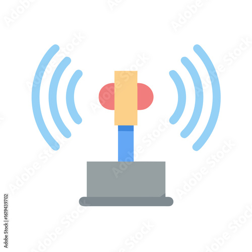Minimalist illustration of wireless communication tower on black background