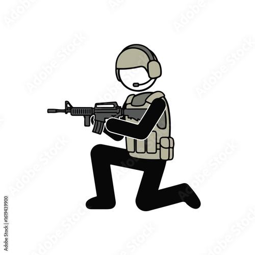 Soldier with rifle in kneeling position
