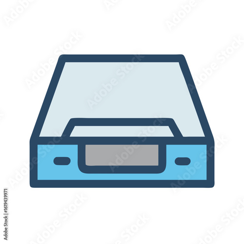 Blue office tray icon on black background design concept