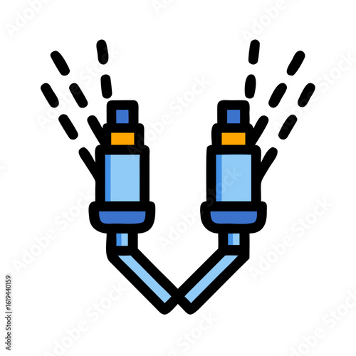 Stylized dual audio jacks illustration on black background
