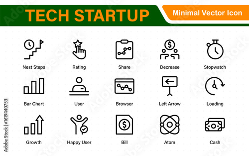 Tech Startup thin line icons set. Development editable stroke icon. Start up symbols collection.