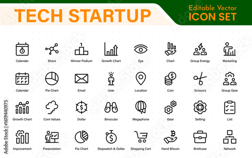 Tech Startup thin line icons set. Development editable stroke icon. Start up symbols collection.