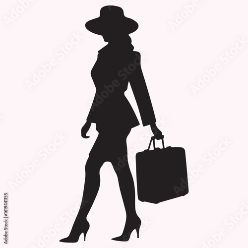 Air Hostess and Pilot Walking Silhouette Icon