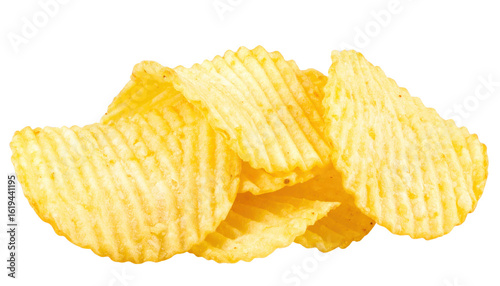 Wavy potato chips isolated on transparent background PNG 