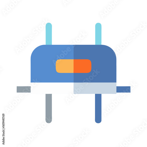 Minimalist blue electric plug icon on black background illustration