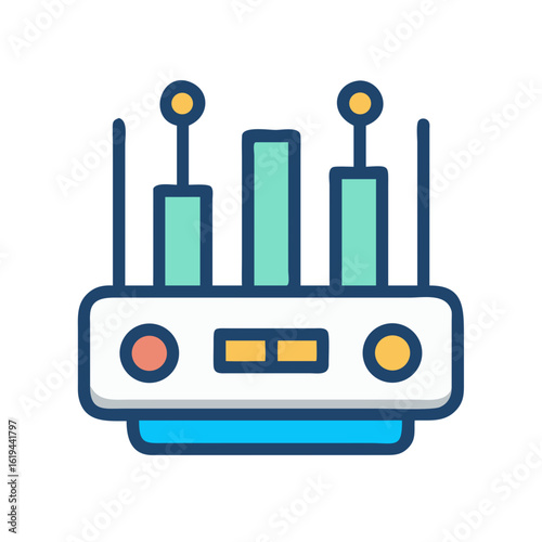 Stylized router icon illustration in flat design style