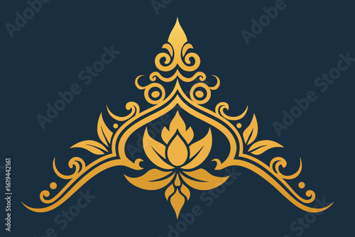 ornate gold thai pattern set for frame design